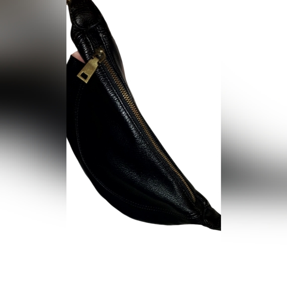 Anthropologie Half MoonBlack Crossbody Bag with Textured Strap - Picture 2 of 5